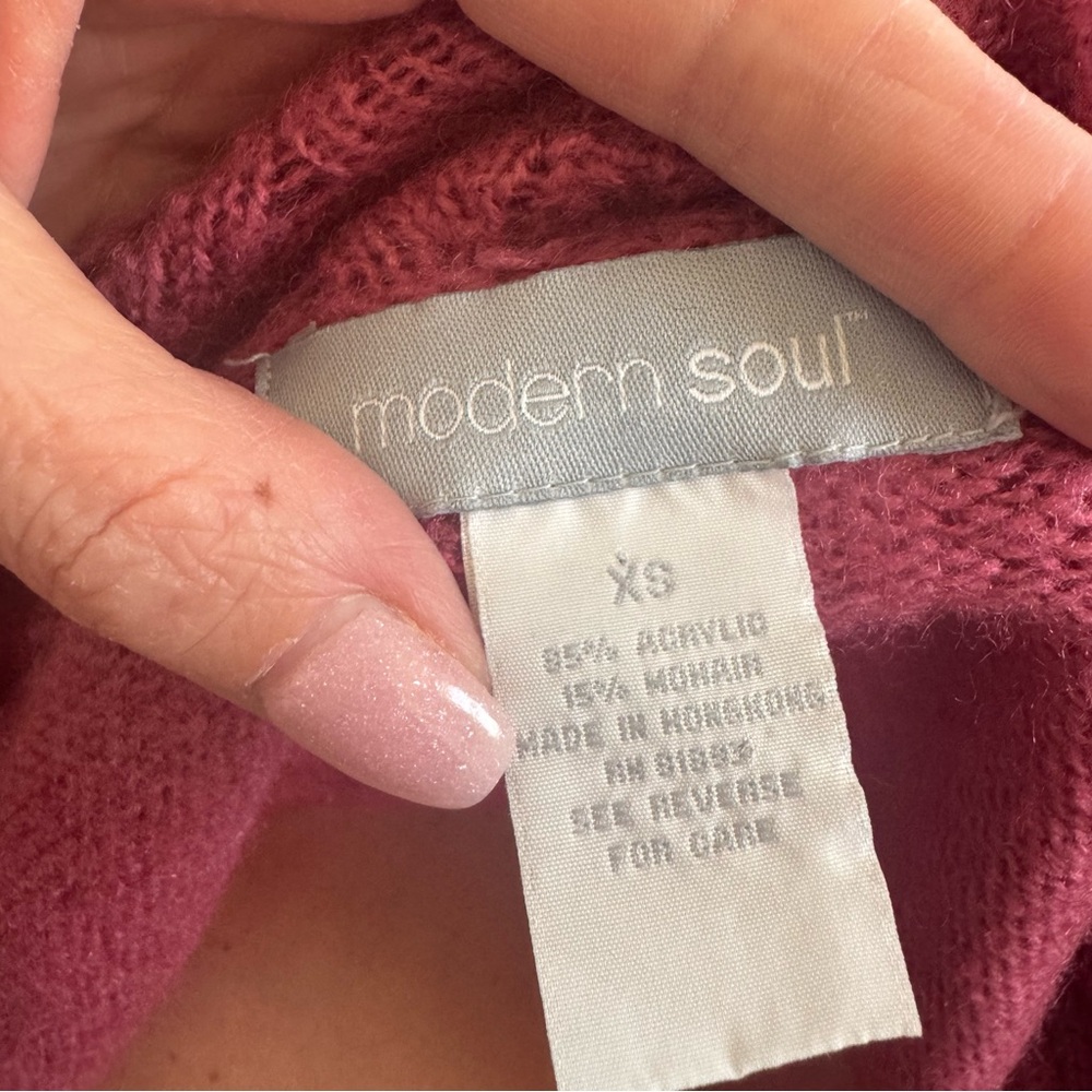 Modern Soul Rose Pink Mohair Blend Cardigan Sweater Open Front Oversized XS - Picture 4 of 7
